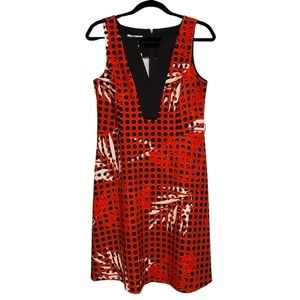 NWT Biancoghiaccio Knee-Length Dress. Red, black & white. Medium. Made in Italy